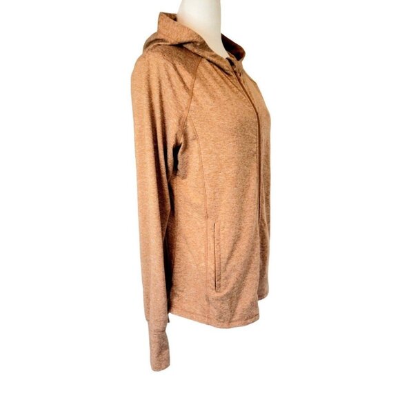 Womens medium "Recreation" burnt orange athletic stretchy high low zip-up hoodie - Picture 4 of 9